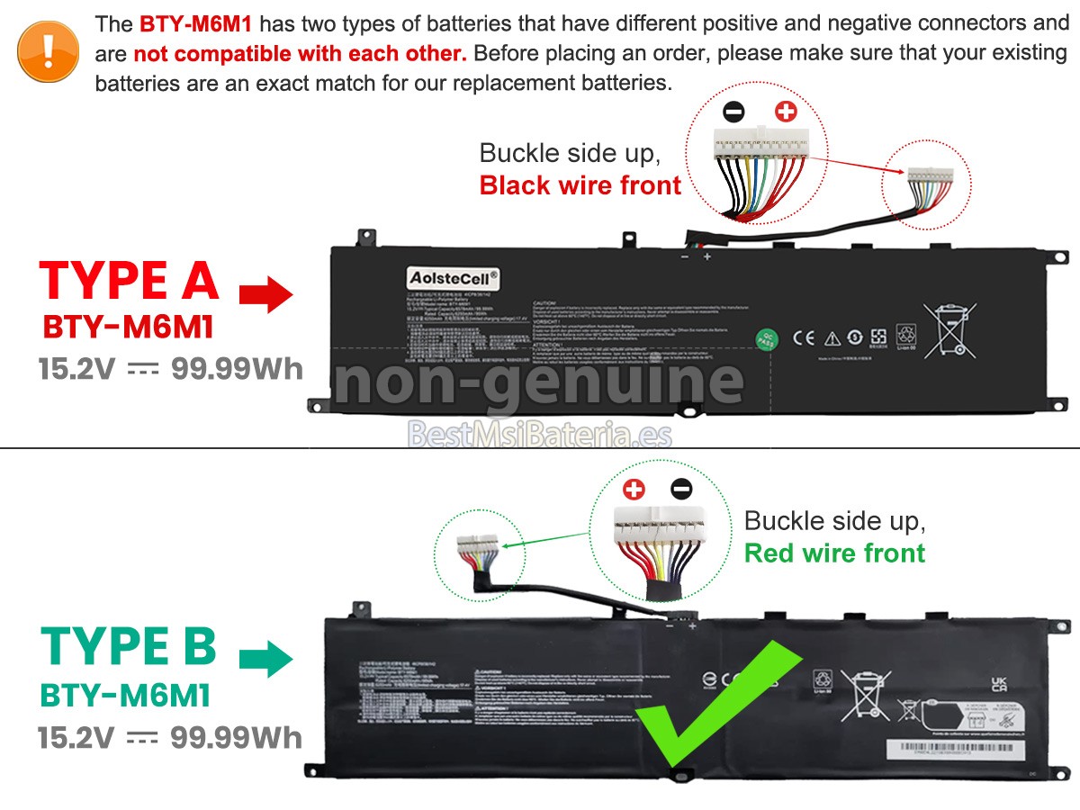 batería de repuesto MSI STEALTH GS77 12UH-014FR