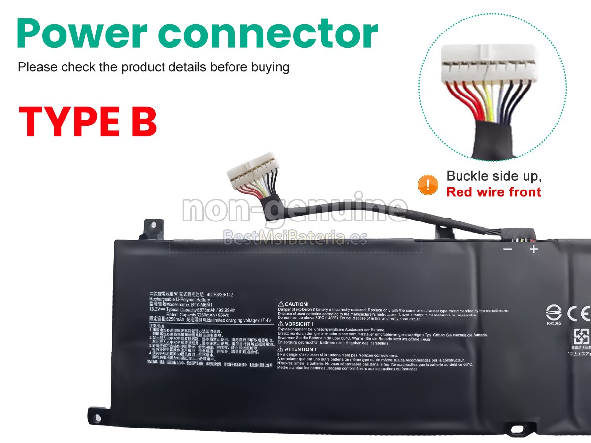 batería de repuesto MSI STEALTH GS77 12UH-014FR